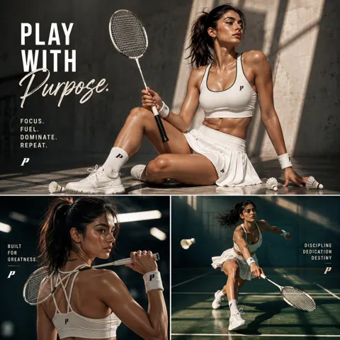 Premium badminton sports editorial poster collage