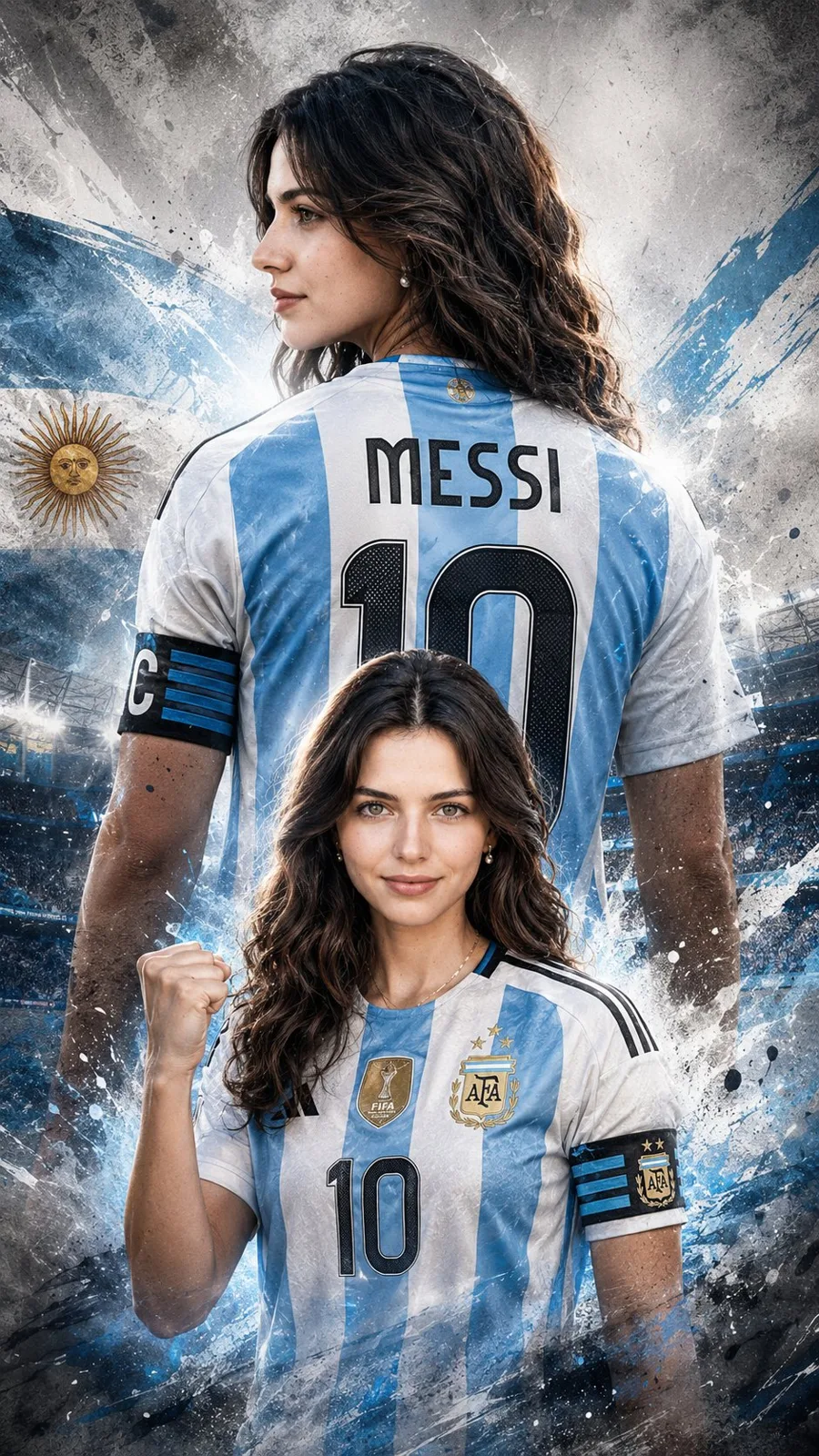 Argentina 10 football fan poster double exposure — Sonra