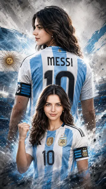 Argentina 10 football fan poster double exposure