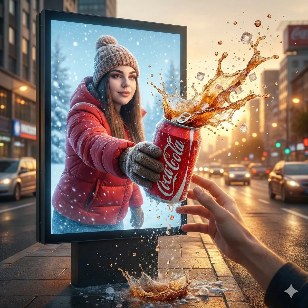 Surreal red handbag billboard — Sonra