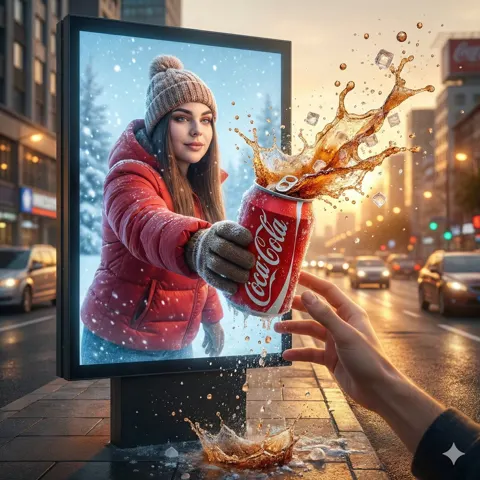 Surreal red handbag billboard