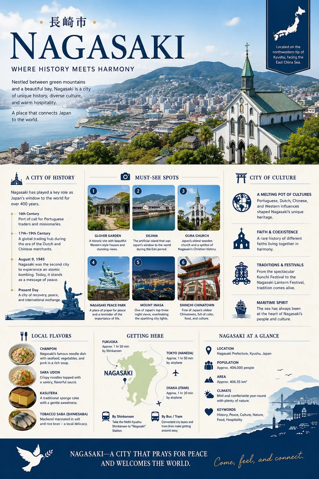 Nagasaki tourism infographic poster — Sonra