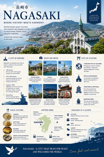 Nagasaki tourism infographic poster