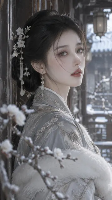 Oriental classical female winter portrait