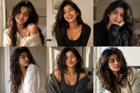 South asian woman lifestyle portrait collage