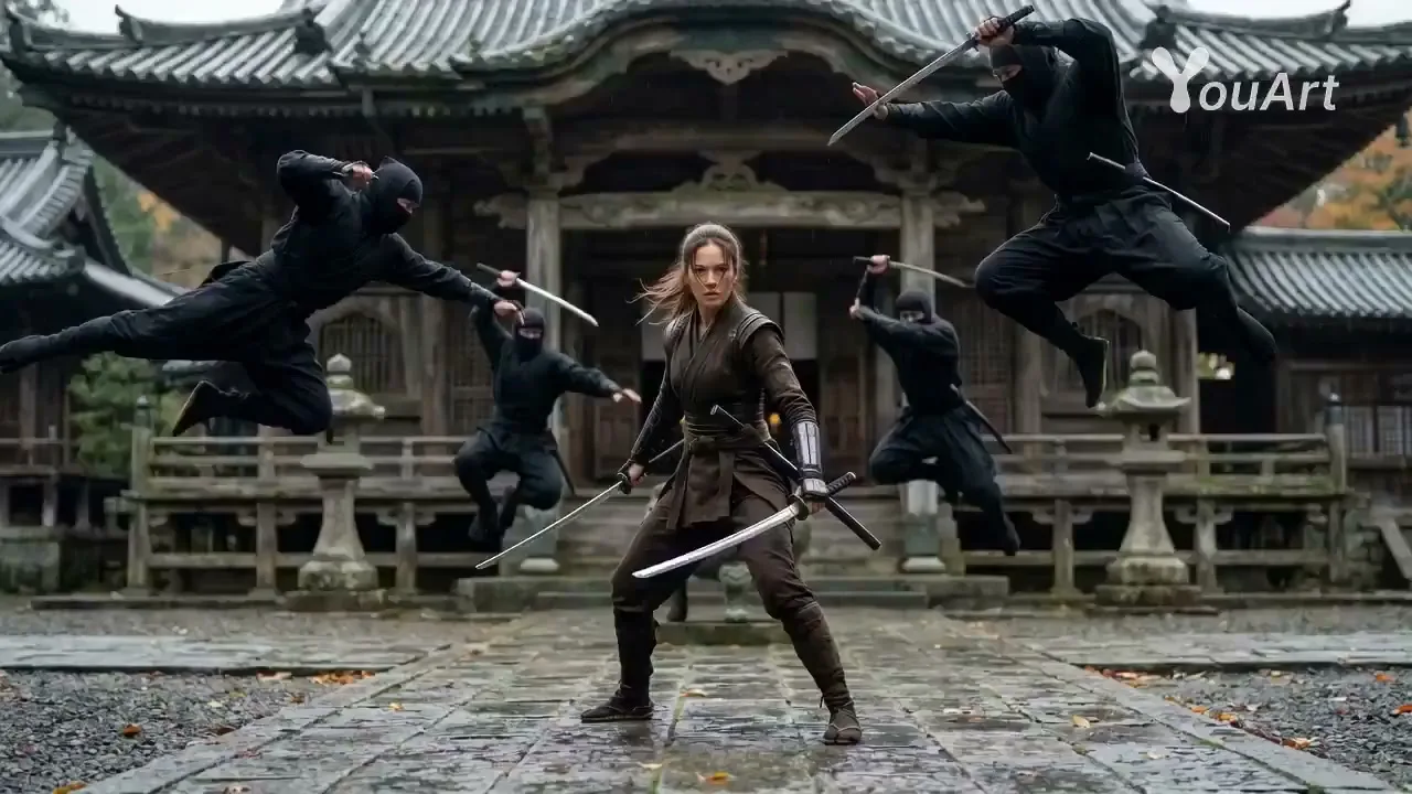 Cinematic female ninja battle — Sonra