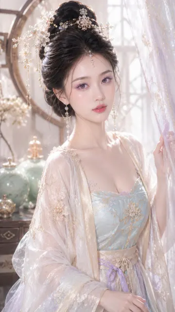 Oriental noble lady dreamy water light makeup ancient style