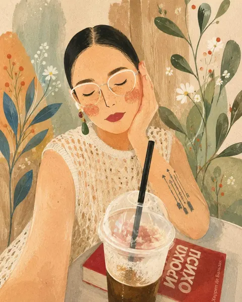 Modern gouache folk art illustration style
