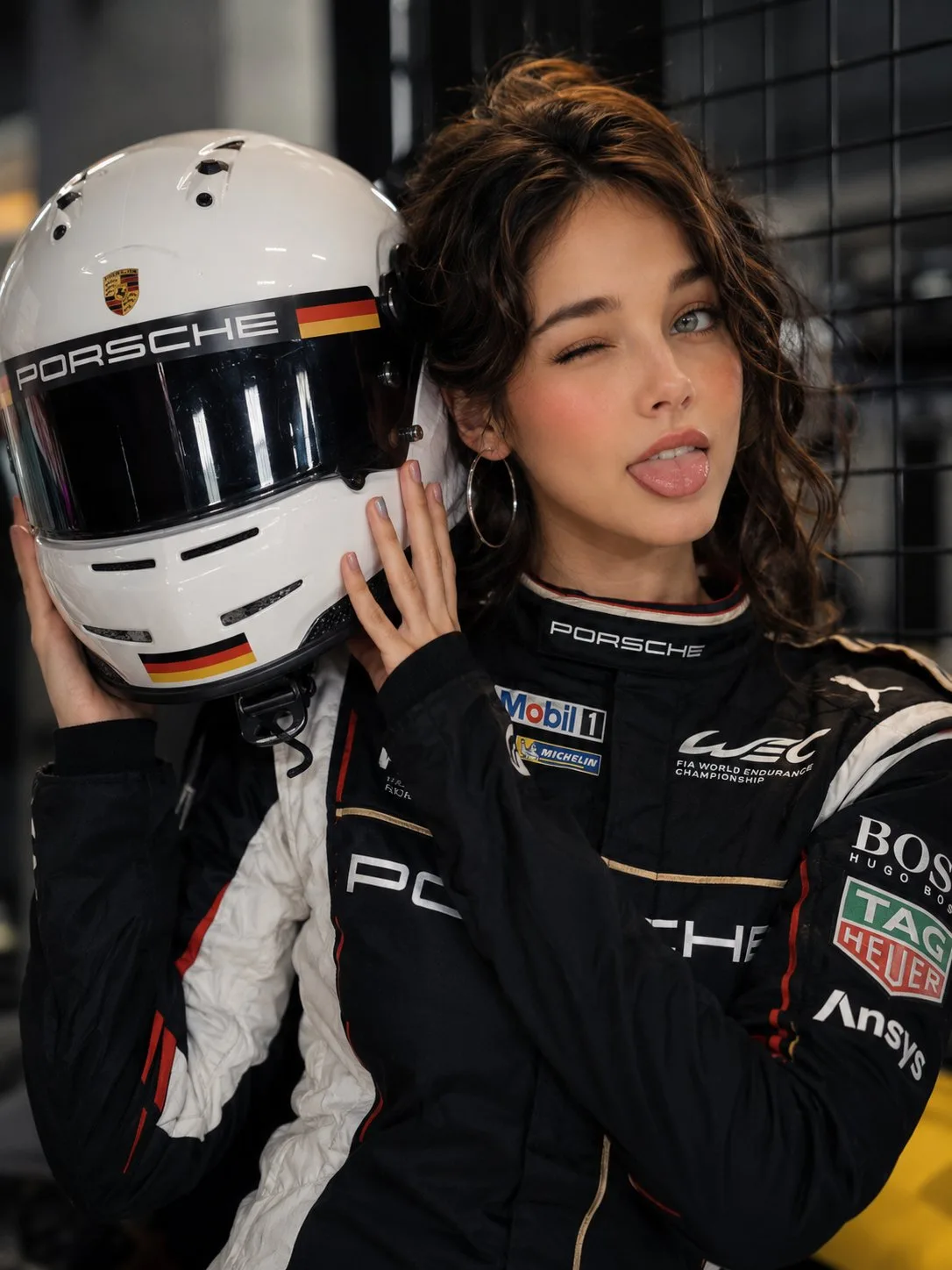 Porsche style female racer portrait — Sonra