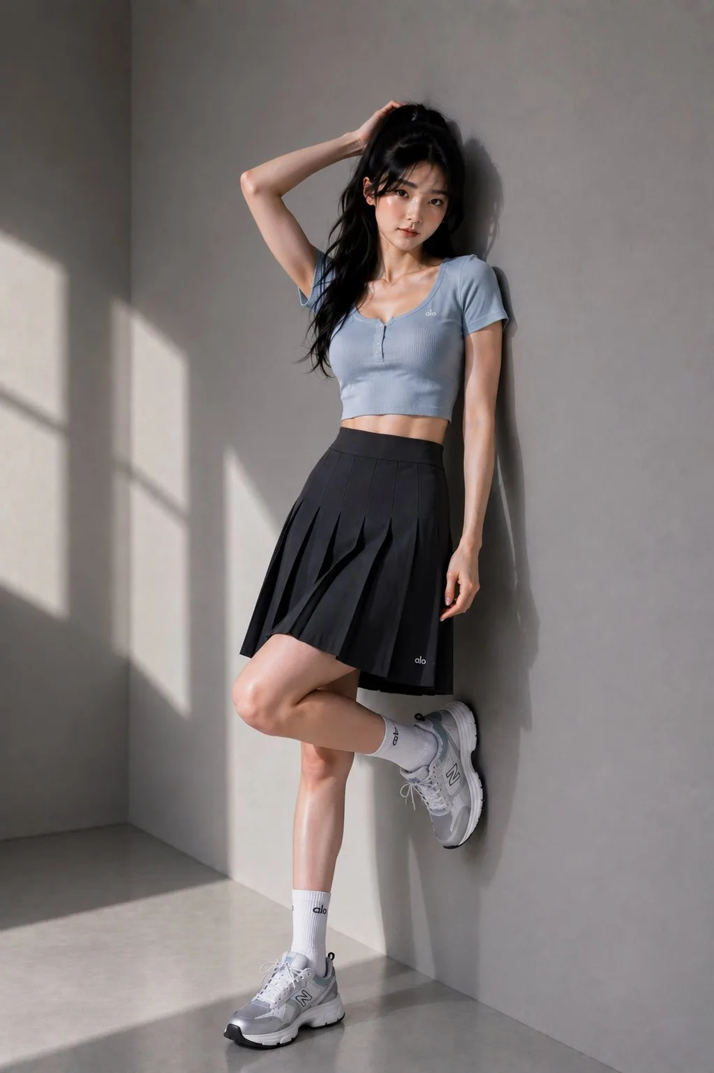 Ultra realistic east asian woman luxury athleisure editorial — After