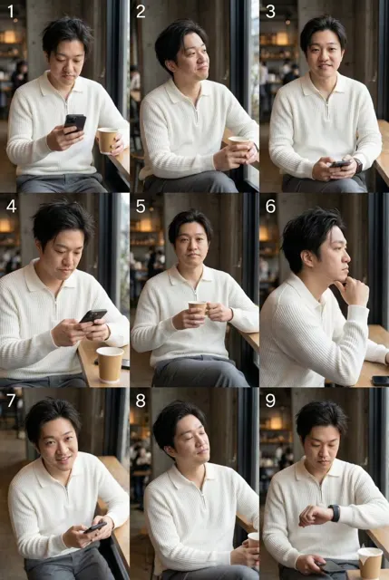 Industrial cafe male model faces