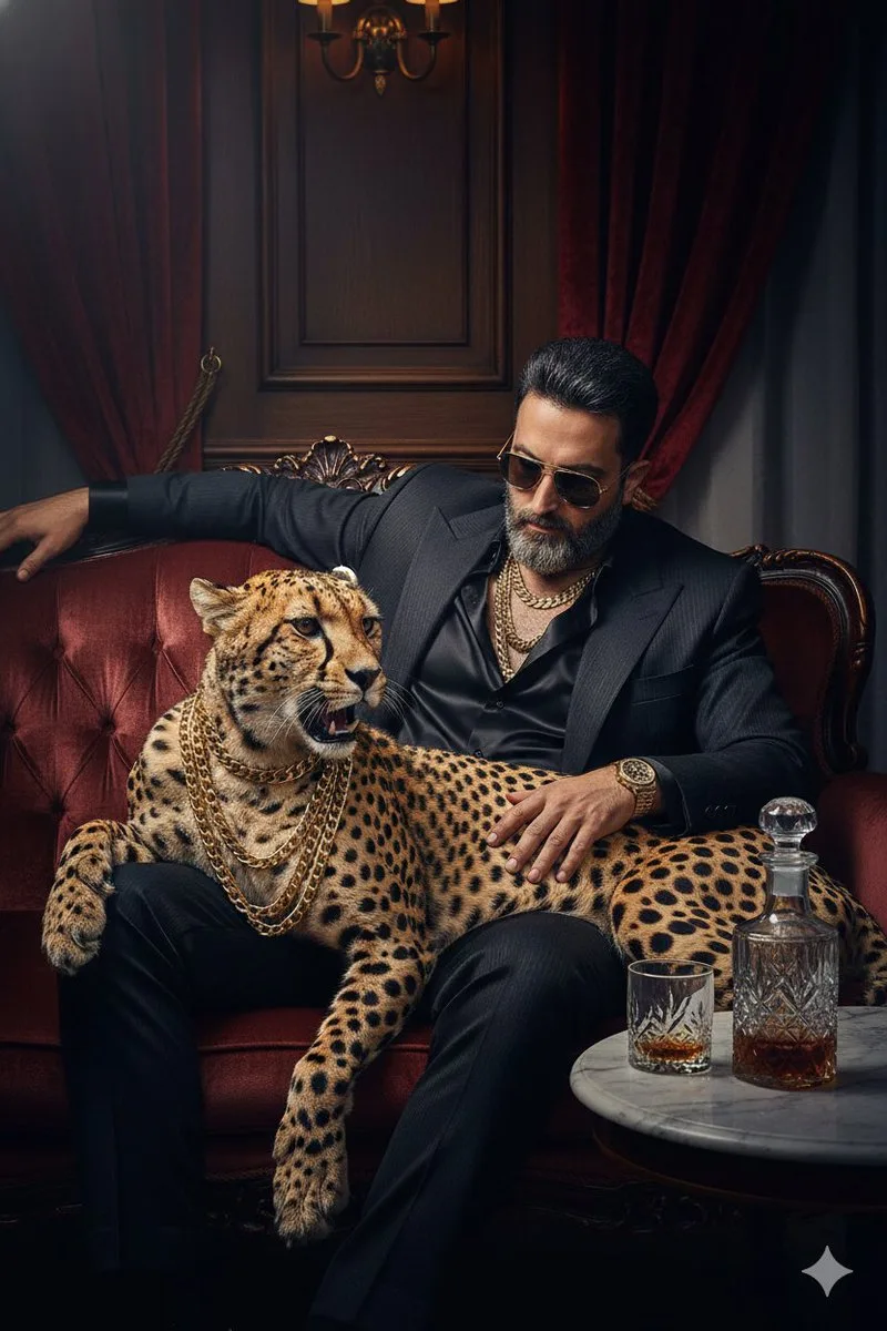 Luxury gangster cheetah portrait — Sonra