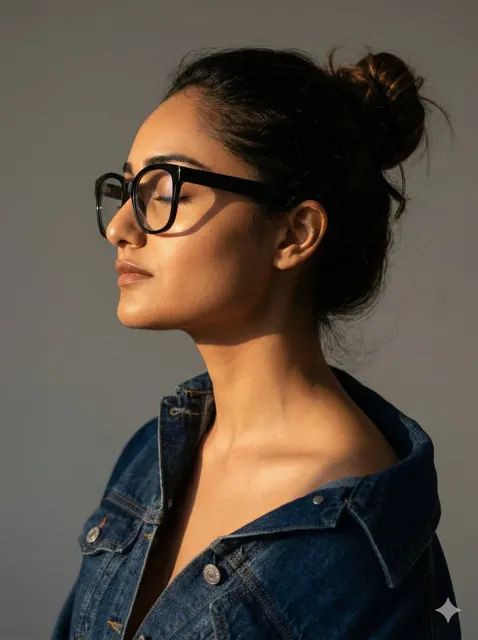 Golden hour serene glasses profile