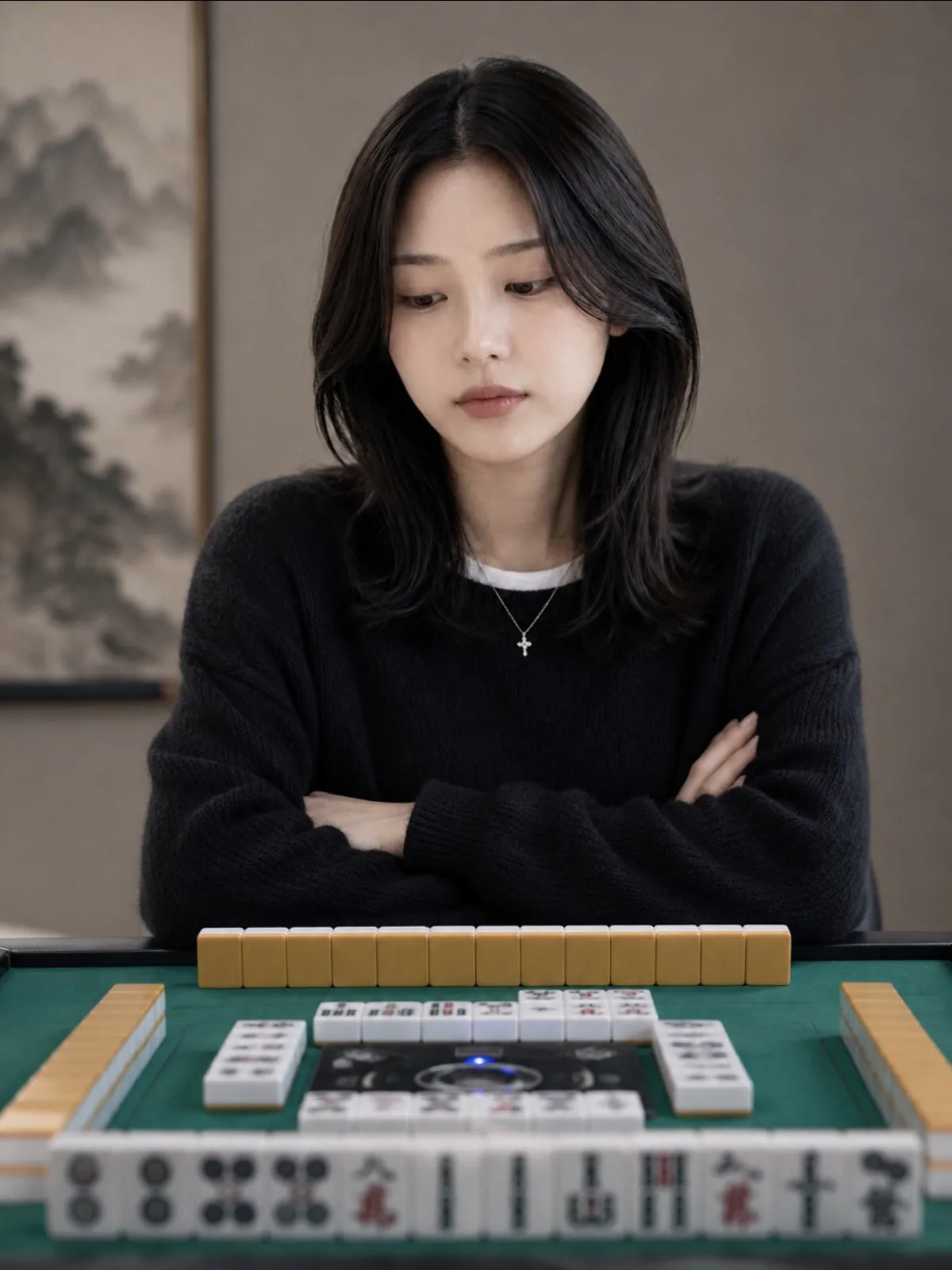 Mahjong master opposite composition crossed arms — Sonra
