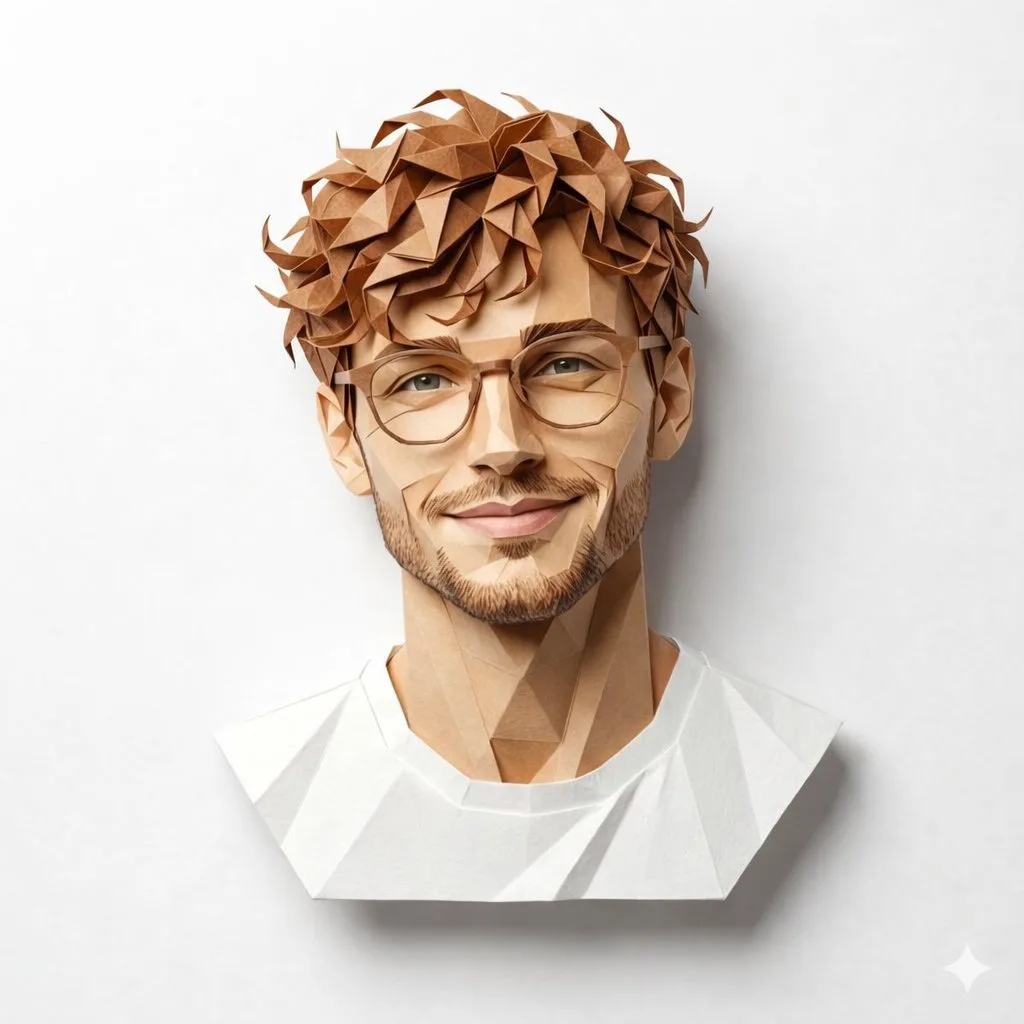 Geometric papercraft man portrait — After