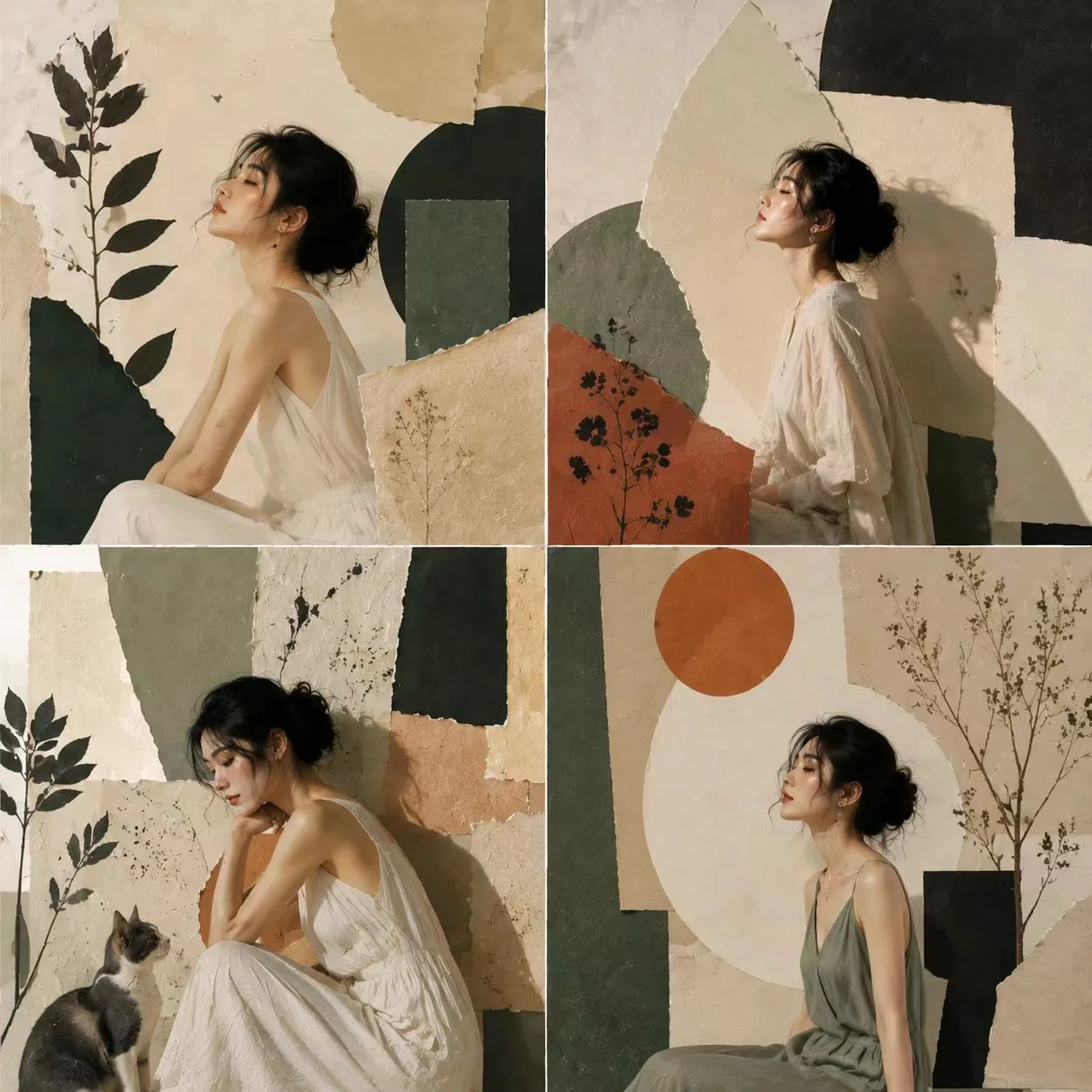 International art museum modern paper collage poster style — Sonra
