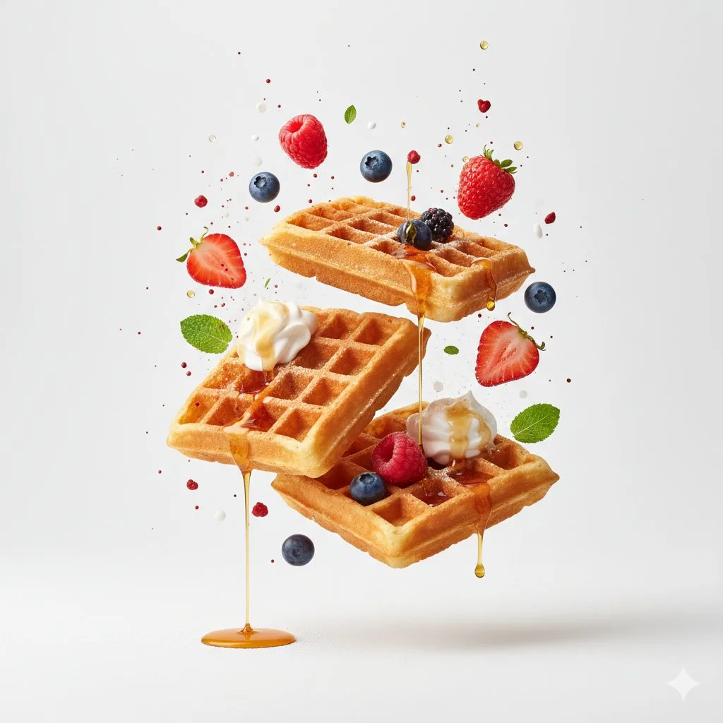 Minimal white floating food ad — After