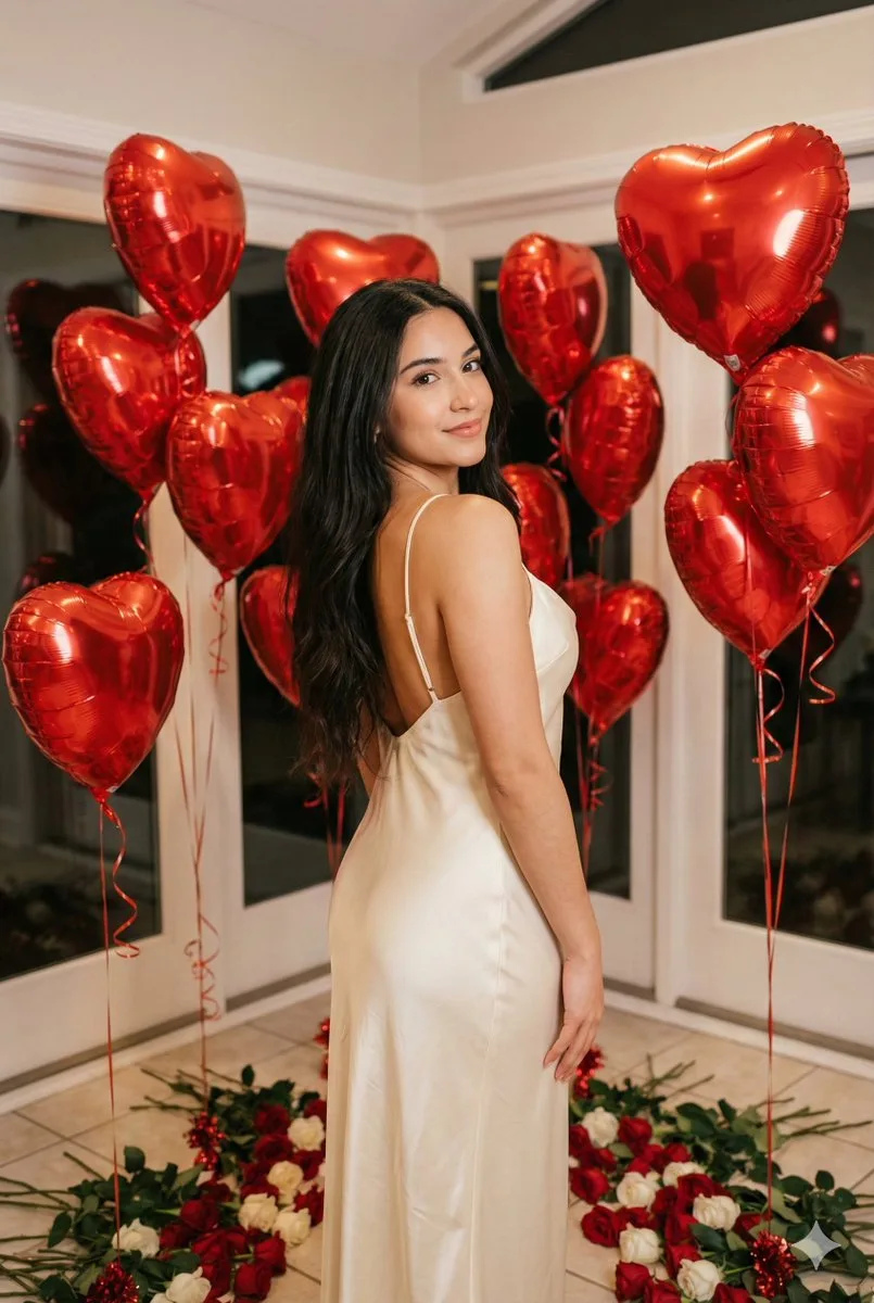 Romantic rose balloon girl — After