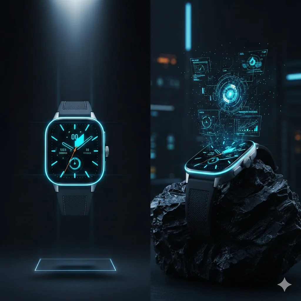 Cyber luxury floating titanium smartwatch — After