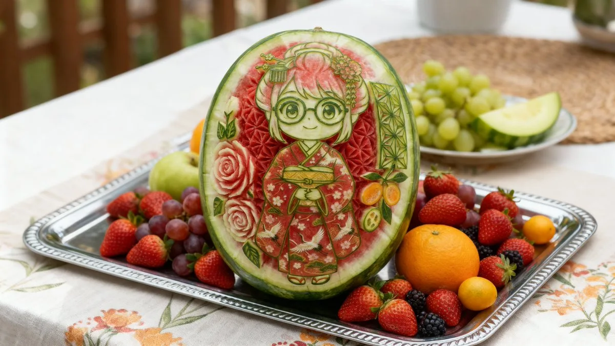 Realistic thai watermelon carving art — Sonra