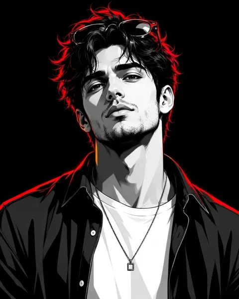 Stylized monochrome portrait red neon rim lighting