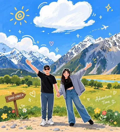 Travel photo to ghibli anime illustration