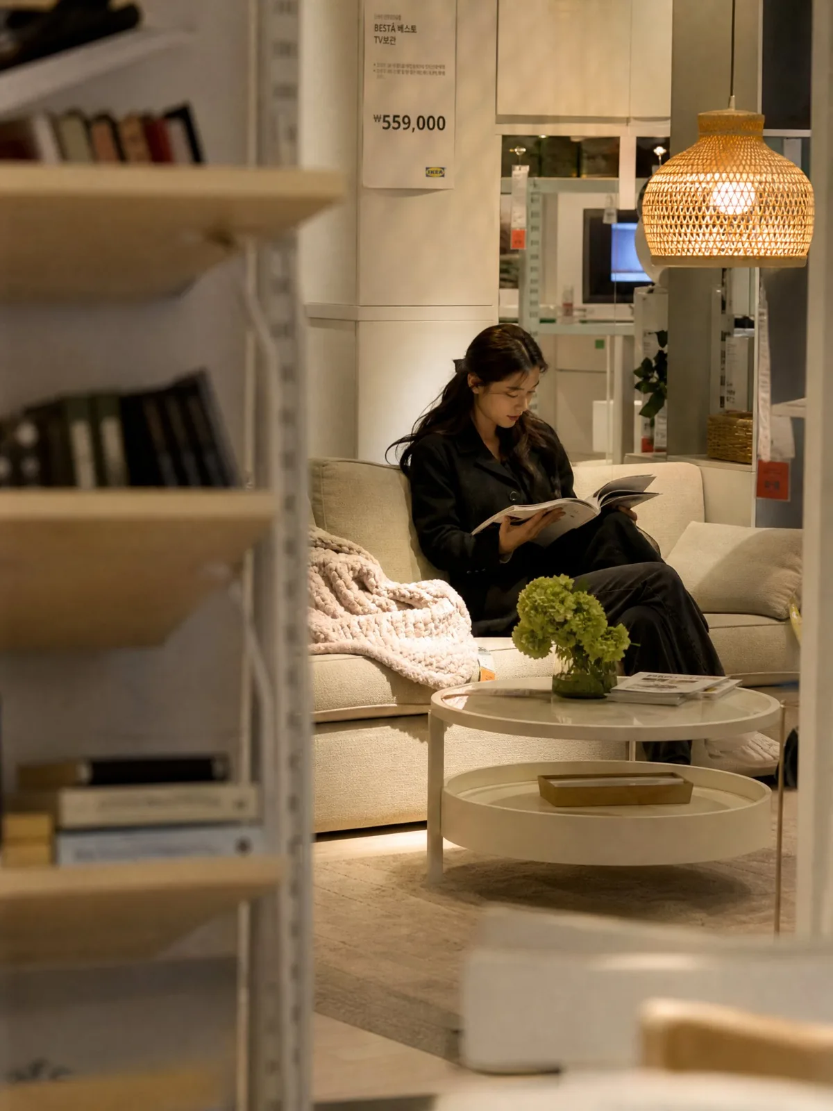 Ultra realistic dslr korean woman ikea showroom — After