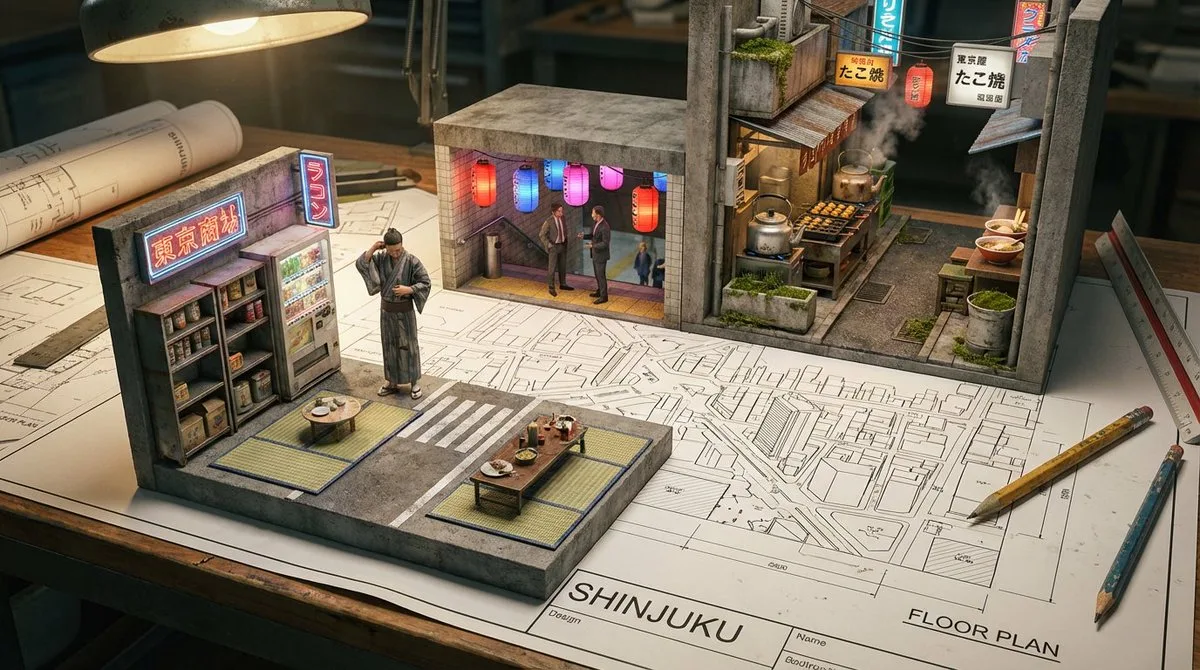 Blueprint miniature ryokan — Sonra