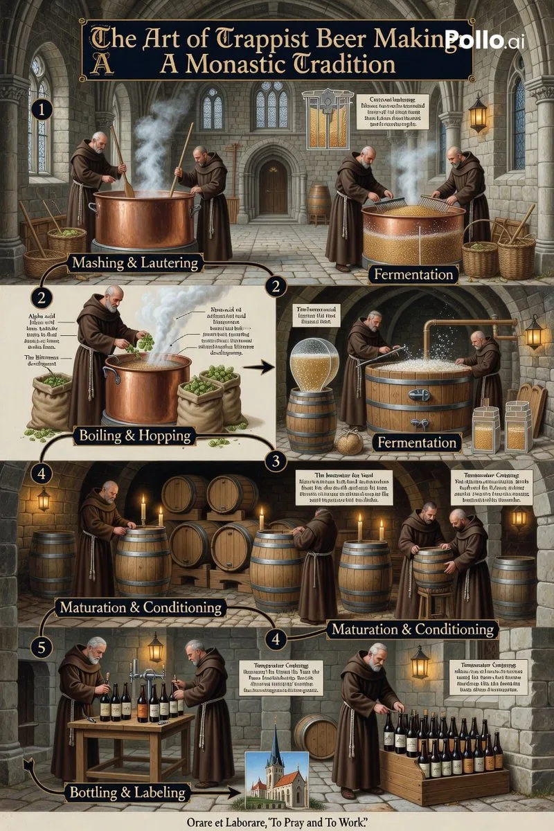 Trappist abbey brewing infographic — Sonra
