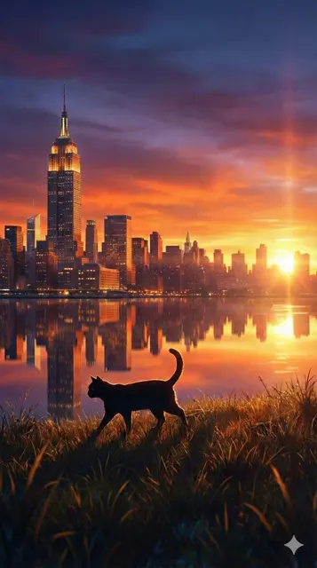 Sunset black cat empire state