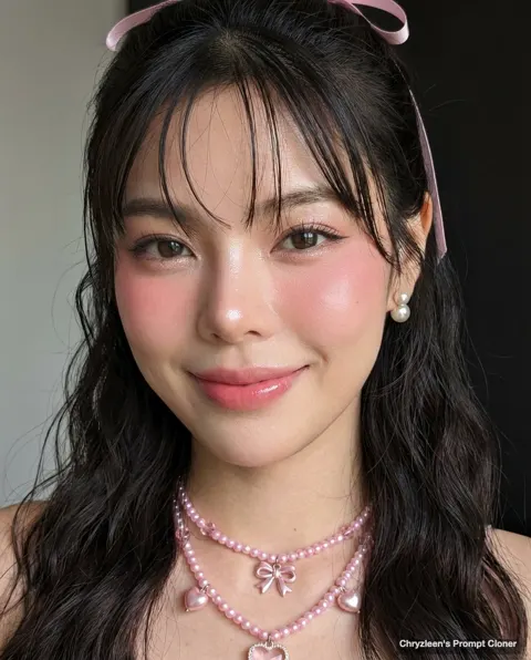Glass skin girl pink soft light