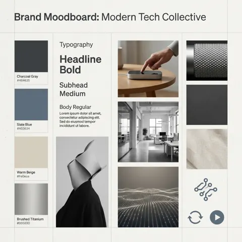 Modern tech brand moodboard