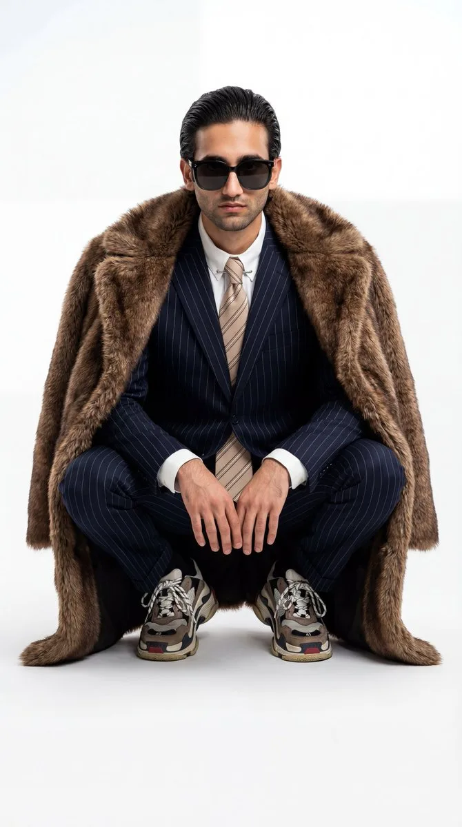 Luxury fur suit male model — After