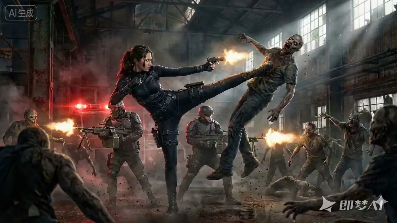 Post apocalyptic female warrior spin kick — Sonra