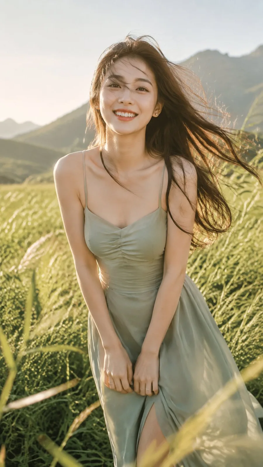 Summer breeze east asian woman outdoor portrait — Sonra