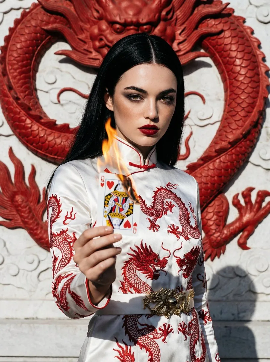 White dragon qipao dark queen — Sonra