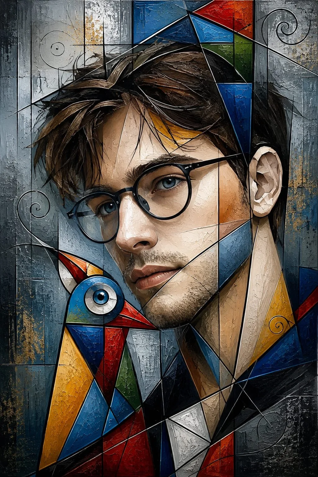 Ultra realistic cubist portrait picasso geometric expressionism — After