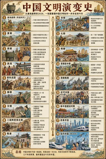 Chinese civilization evolution scroll