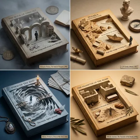 Old book poetry terrain