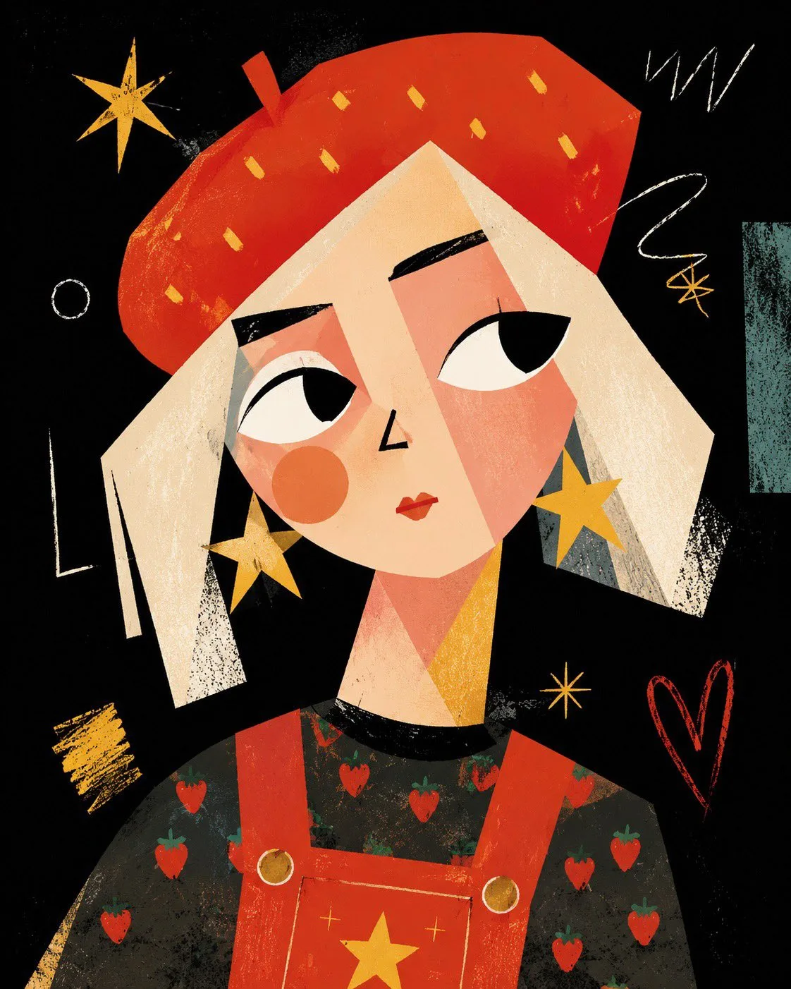 Neo expressionist cubist kawaii minimal vector portrait — Sonra