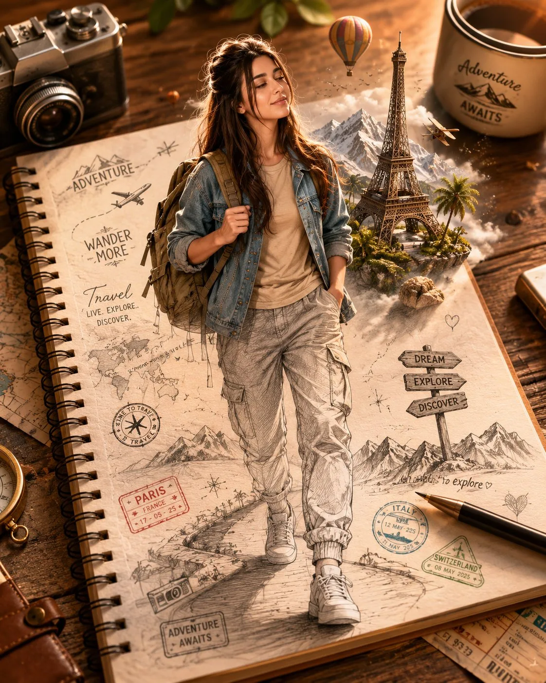 3d illusion traveler notebook sketch to reality — Sonra