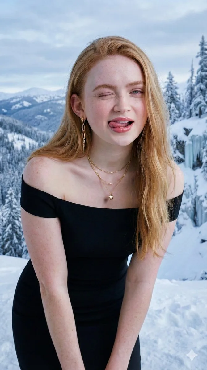 Playful blonde girl winking portrait — Sonra