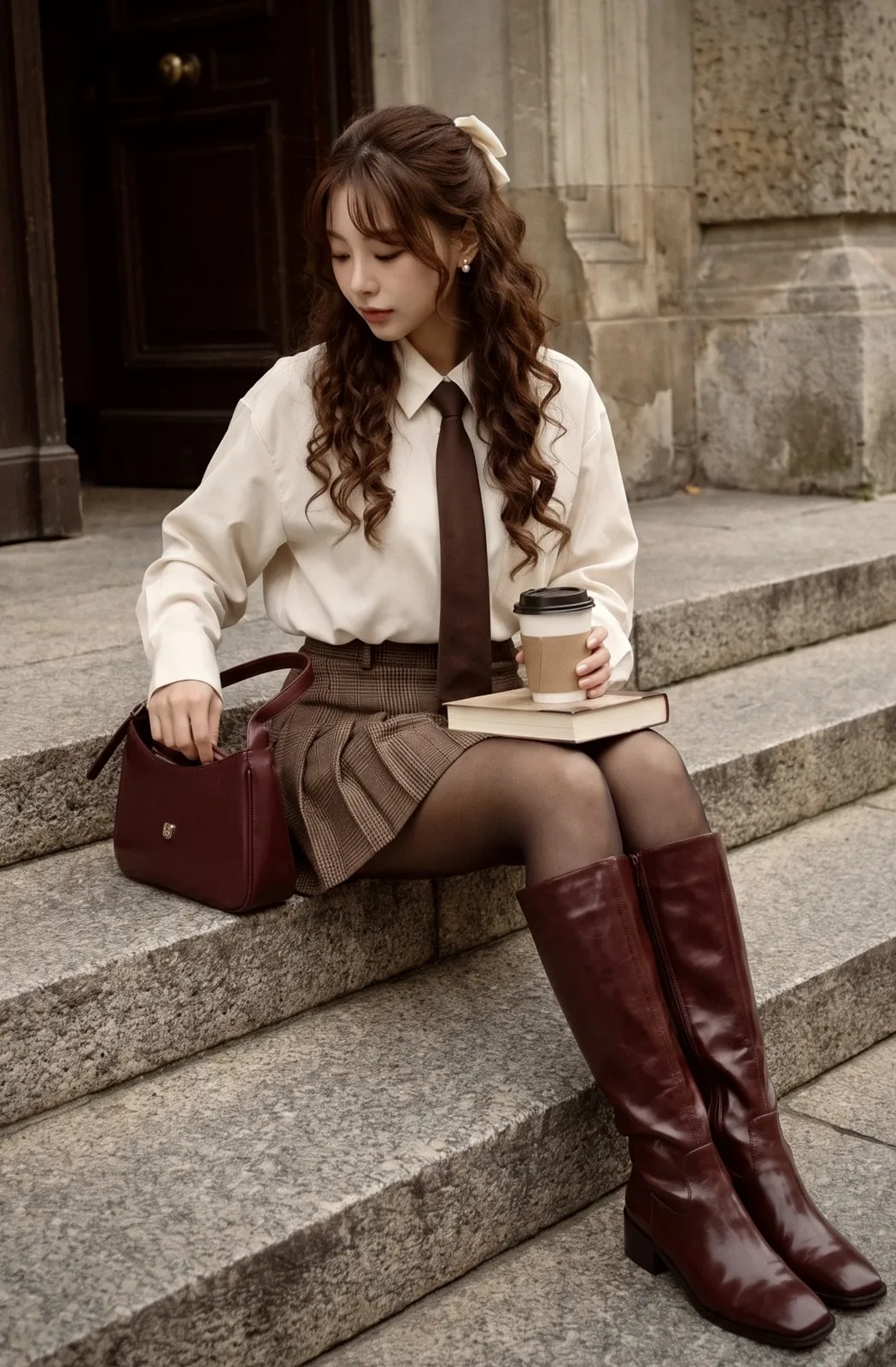 Ultra realistic autumn east asian woman street fashion — Sonra