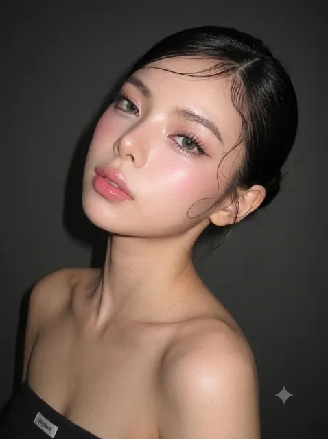 Hyper photorealistic ccd digicam douyin glass skin portrait