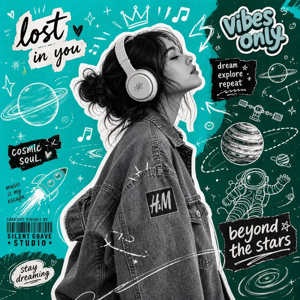 Y2k scrapbook collage poster design — Sonra