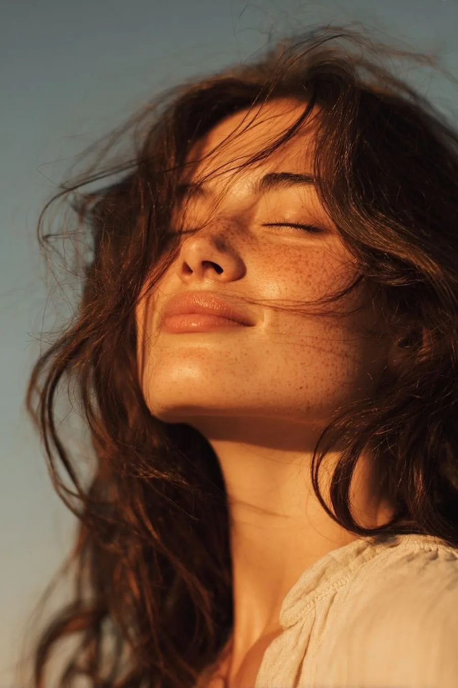 Golden hour outdoor young woman portrait — After