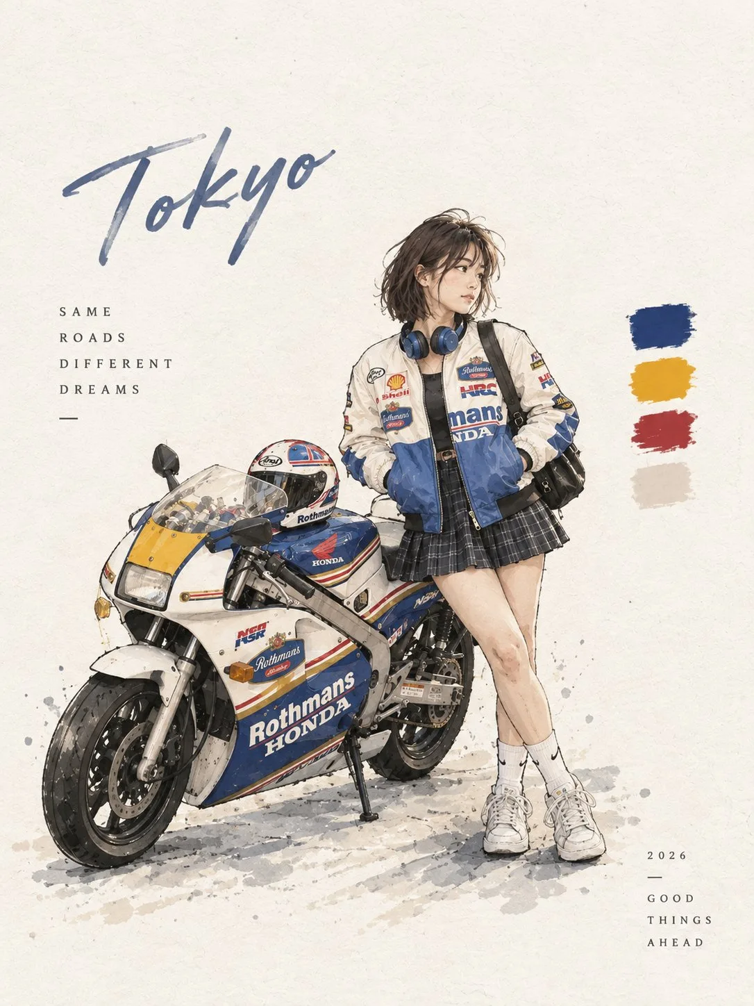 Premium editorial tokyo travel poster illustration — Sonra