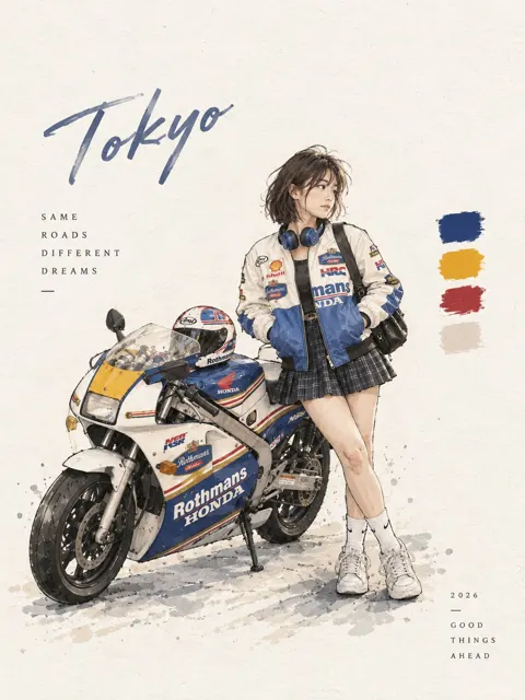 Premium editorial tokyo travel poster illustration