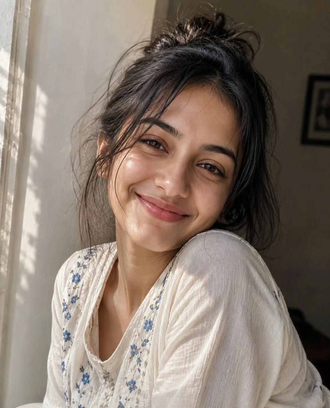 Young south asian woman indoor portrait — After
