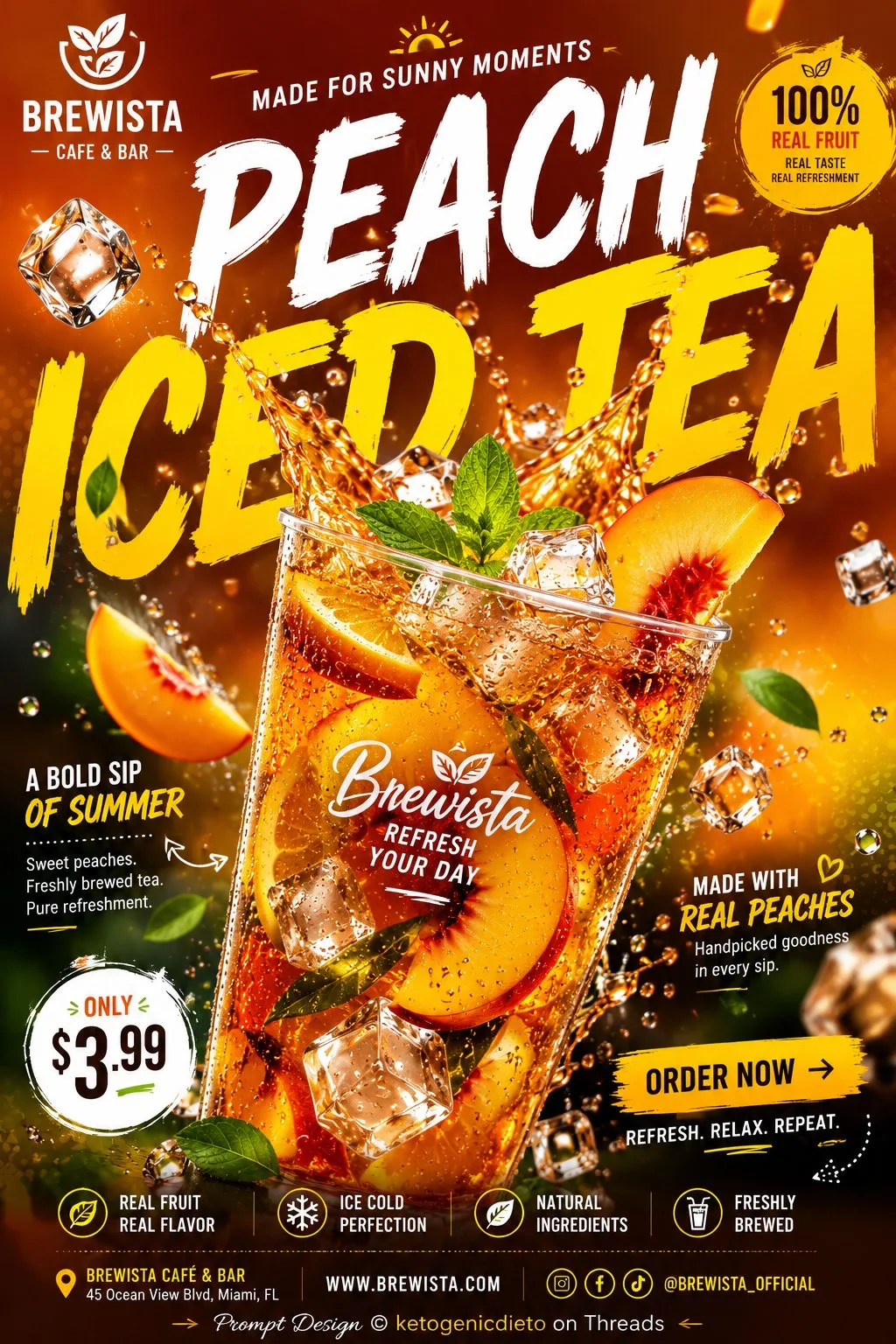 Ultra premium refreshing beverage splash poster template — Sonra